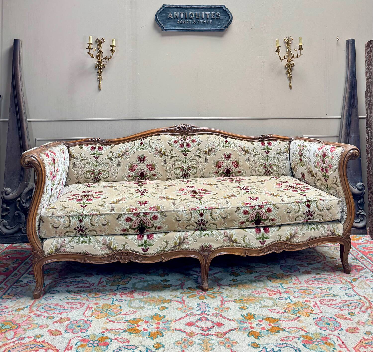 Cross Bed Known as “Turkish” in Walnut, Louis XV Style, 19th Century