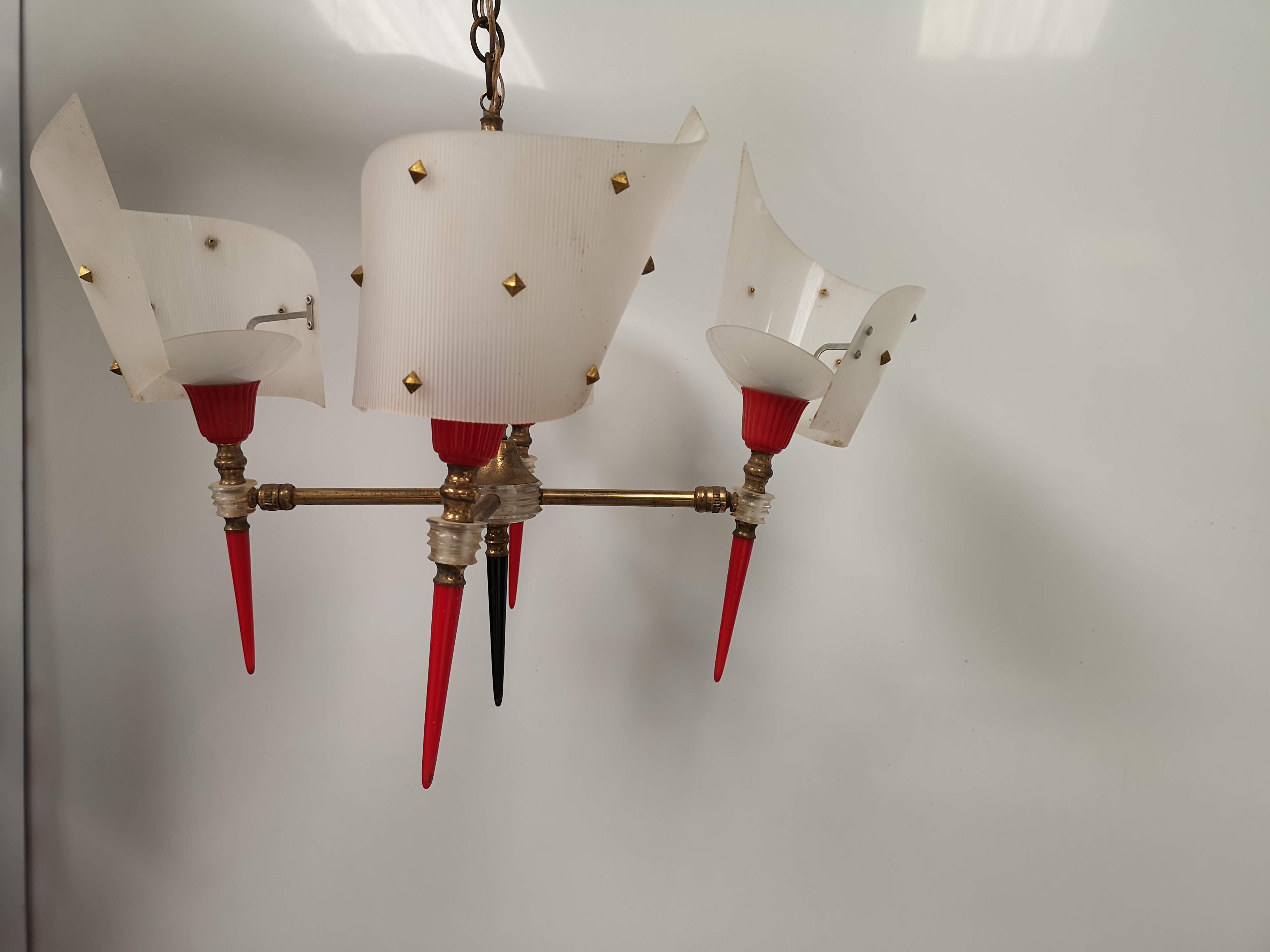 Lustre quatre branches 1950