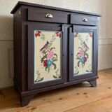 Old Farmers Cabinet painted with floral motives