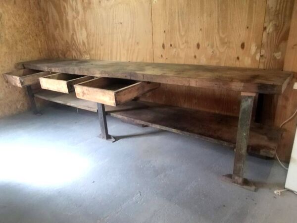 Établi en bois massif garage poids lourds