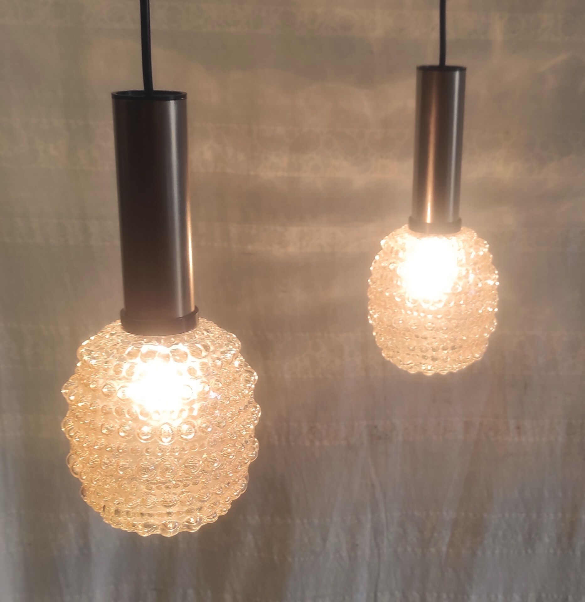 Suspensions design en verre ambré style H. Tynell - années 70