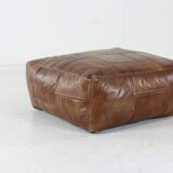 Seventies vintage patchwork leather pouf