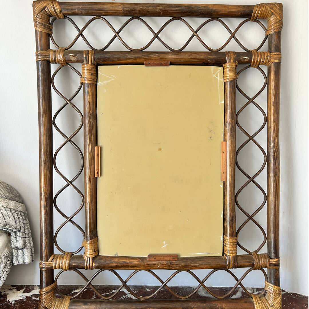 Miroir rotin 70's