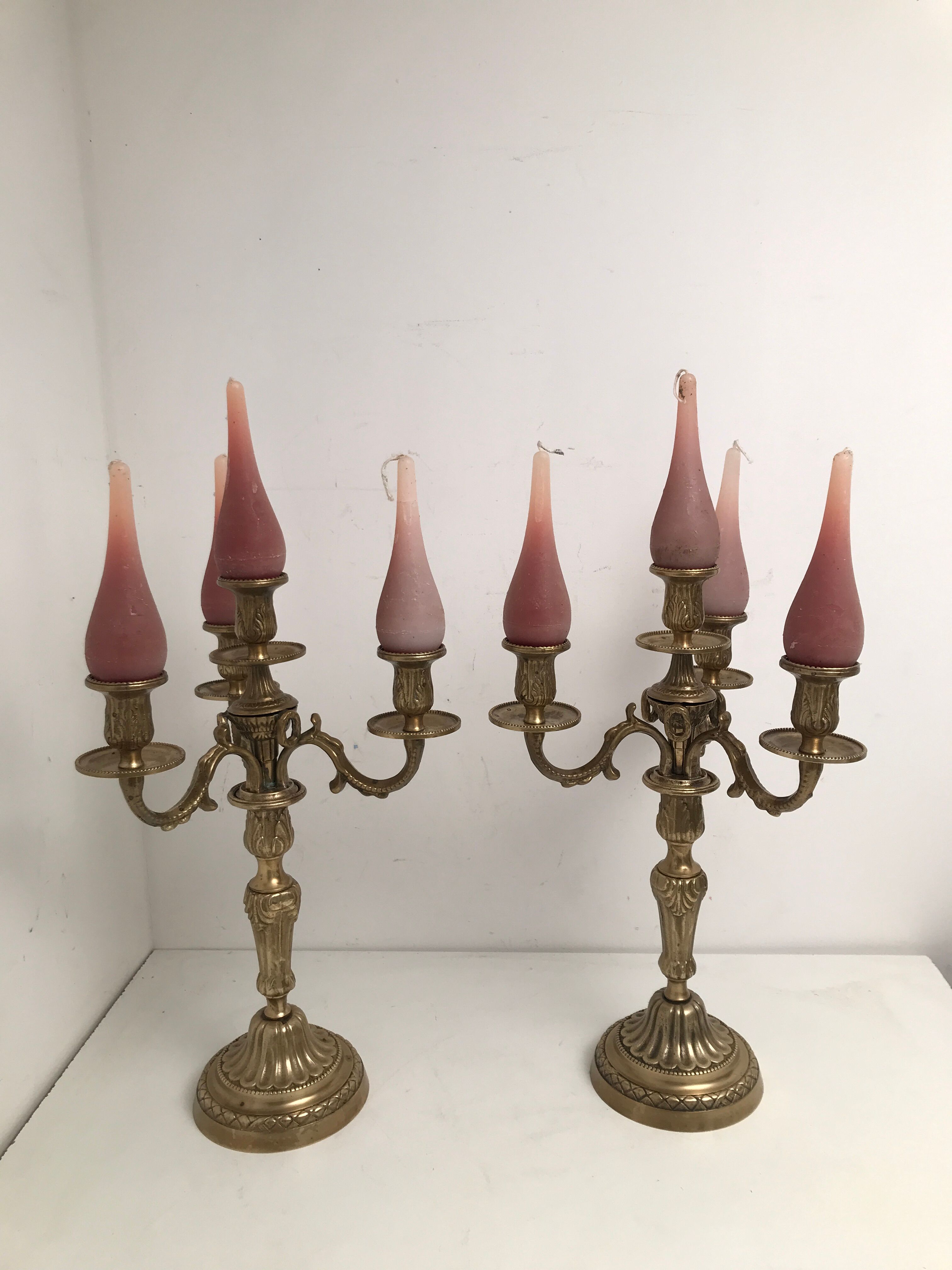 Brass candle holders 3 branches 4 fires