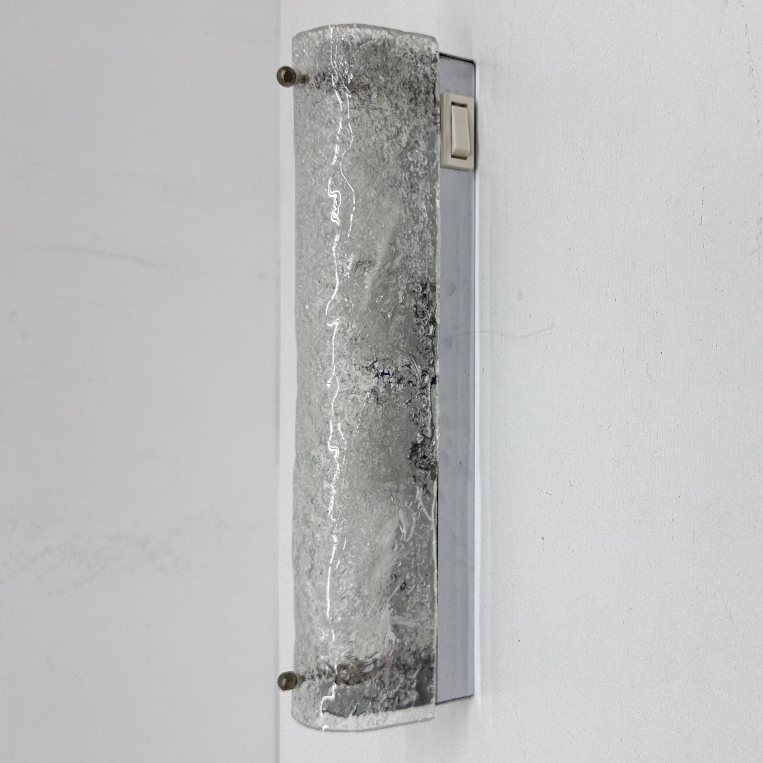 Applique murale en verre glacé vintage, années 1970