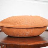 Plat en terre cuite forme poisson vintage, plat zoomorphe