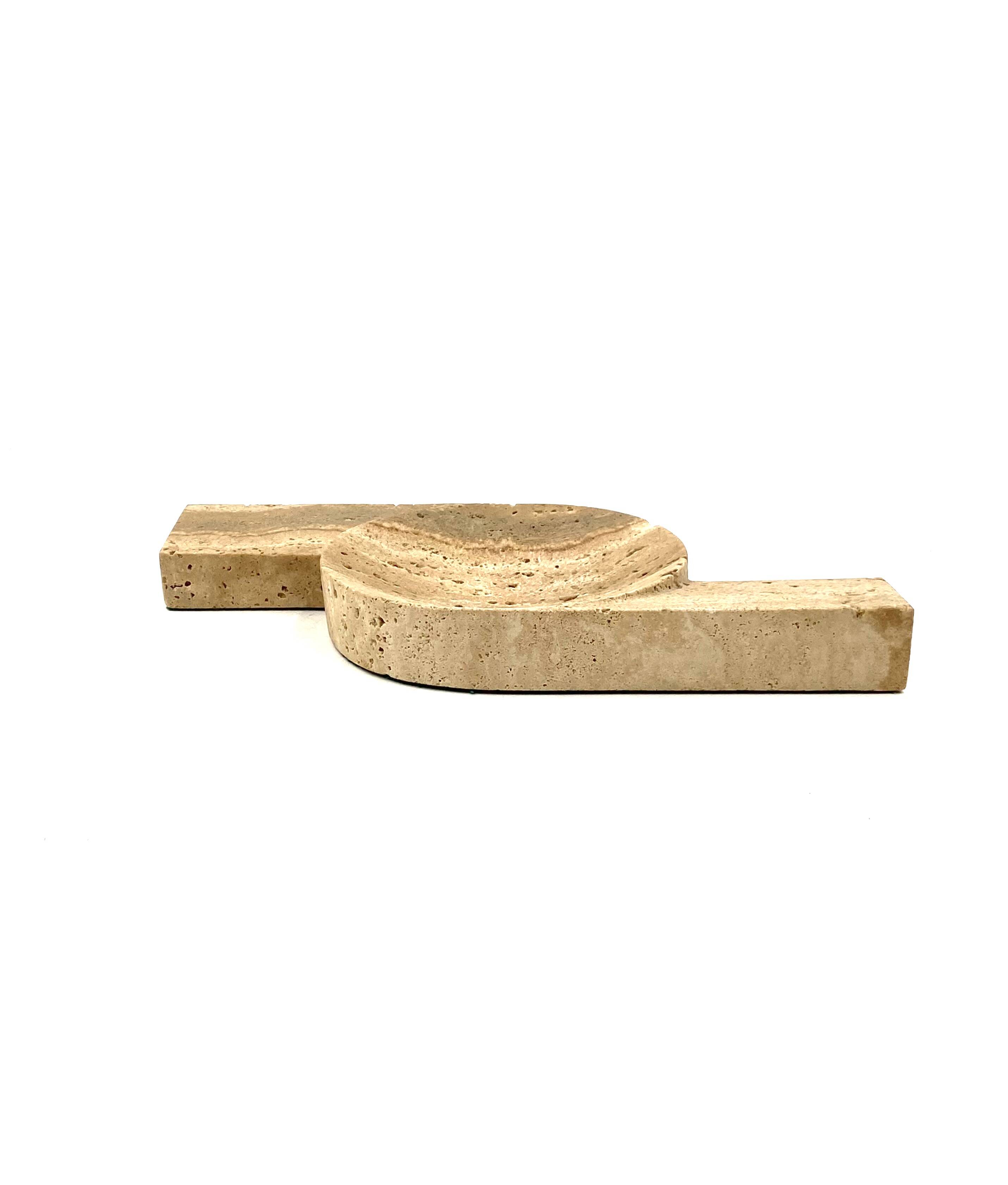 Brutalist travertine ashtray, Cerri Nestore, Italy, 1970s