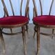 Set of 4 Vintage Bentwood Bistro Chairs, Red Upholstery
