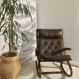Rocking chair design Norway 1960s teak wood year 60 ref PAOLO