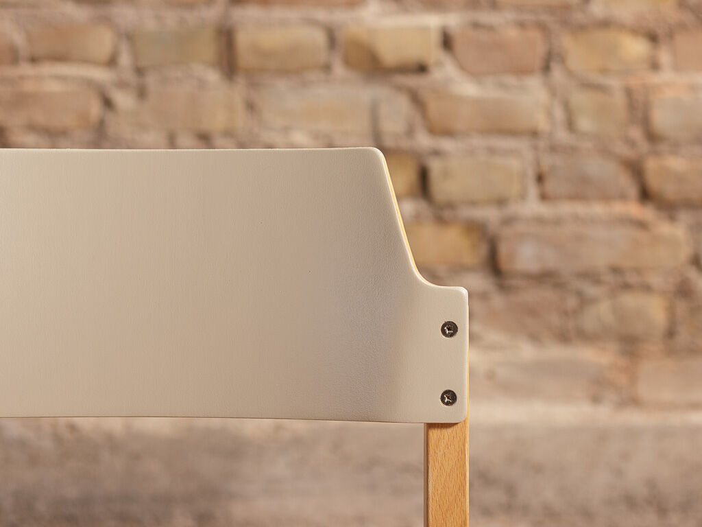 Massive beech chair, seated and restored back