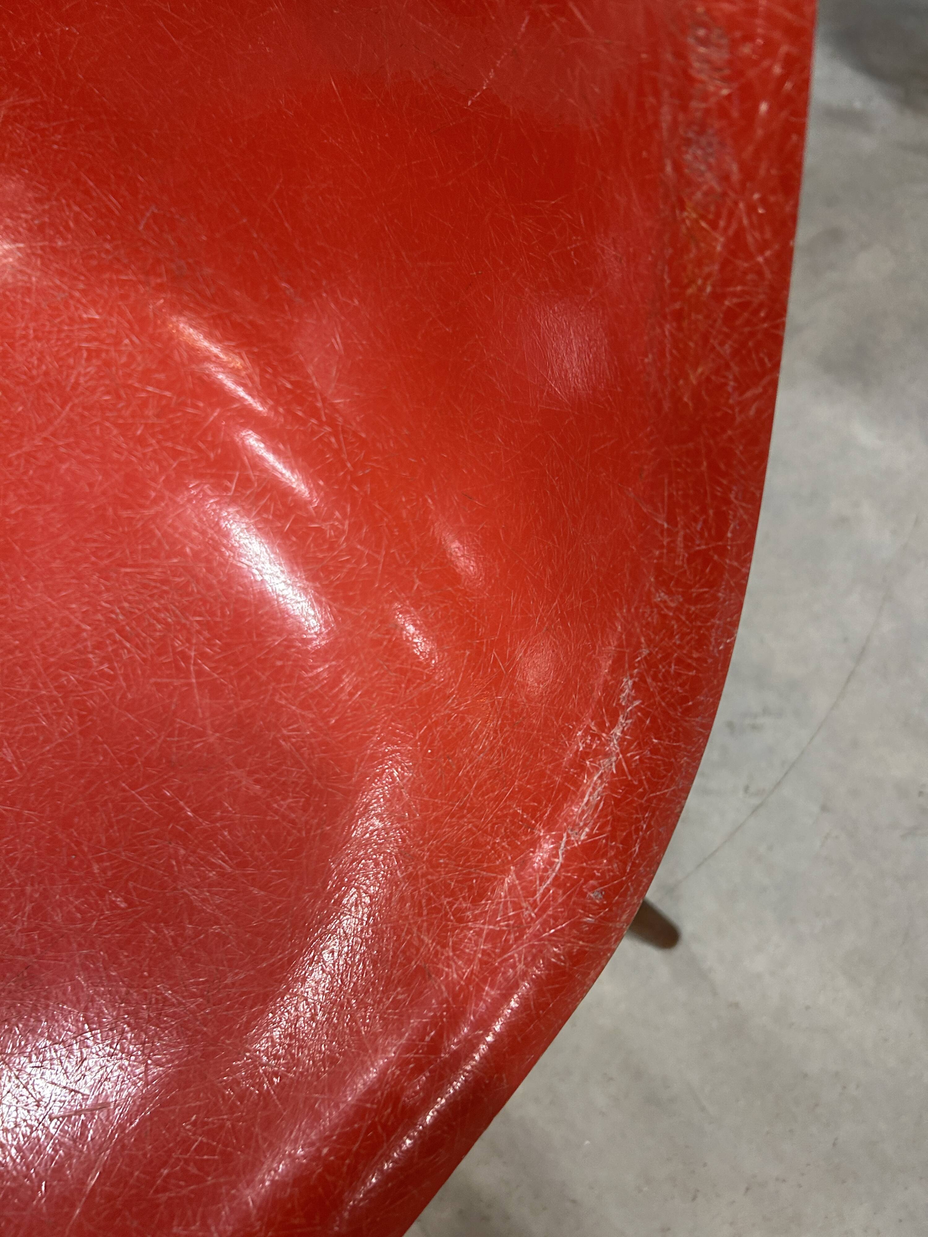 Set of 6 vintage red DSW chairs by Charles and Ray Eames