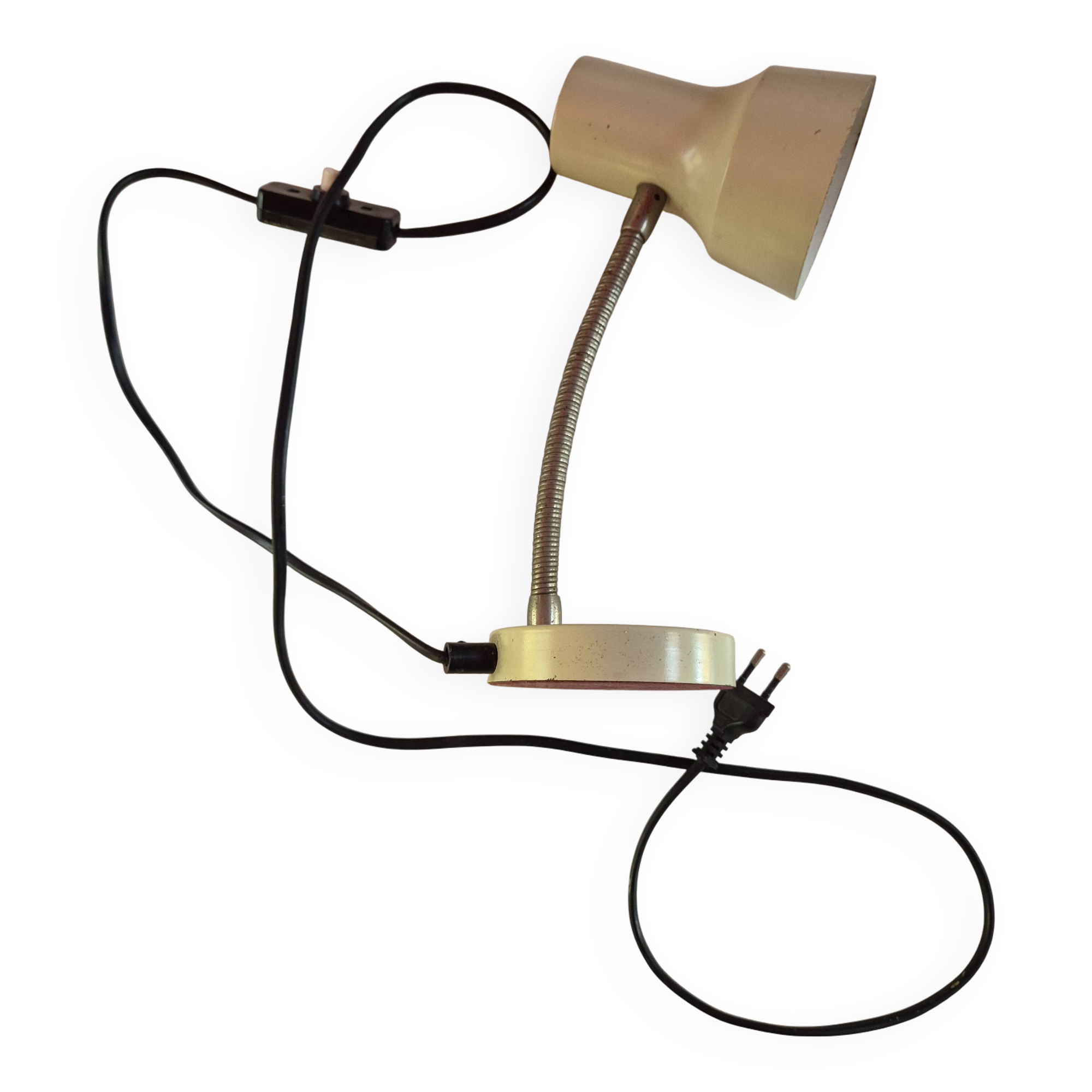 Lampe de bureau vintage beige en metal articulé VEB NAVA leuchtendbau Lengu