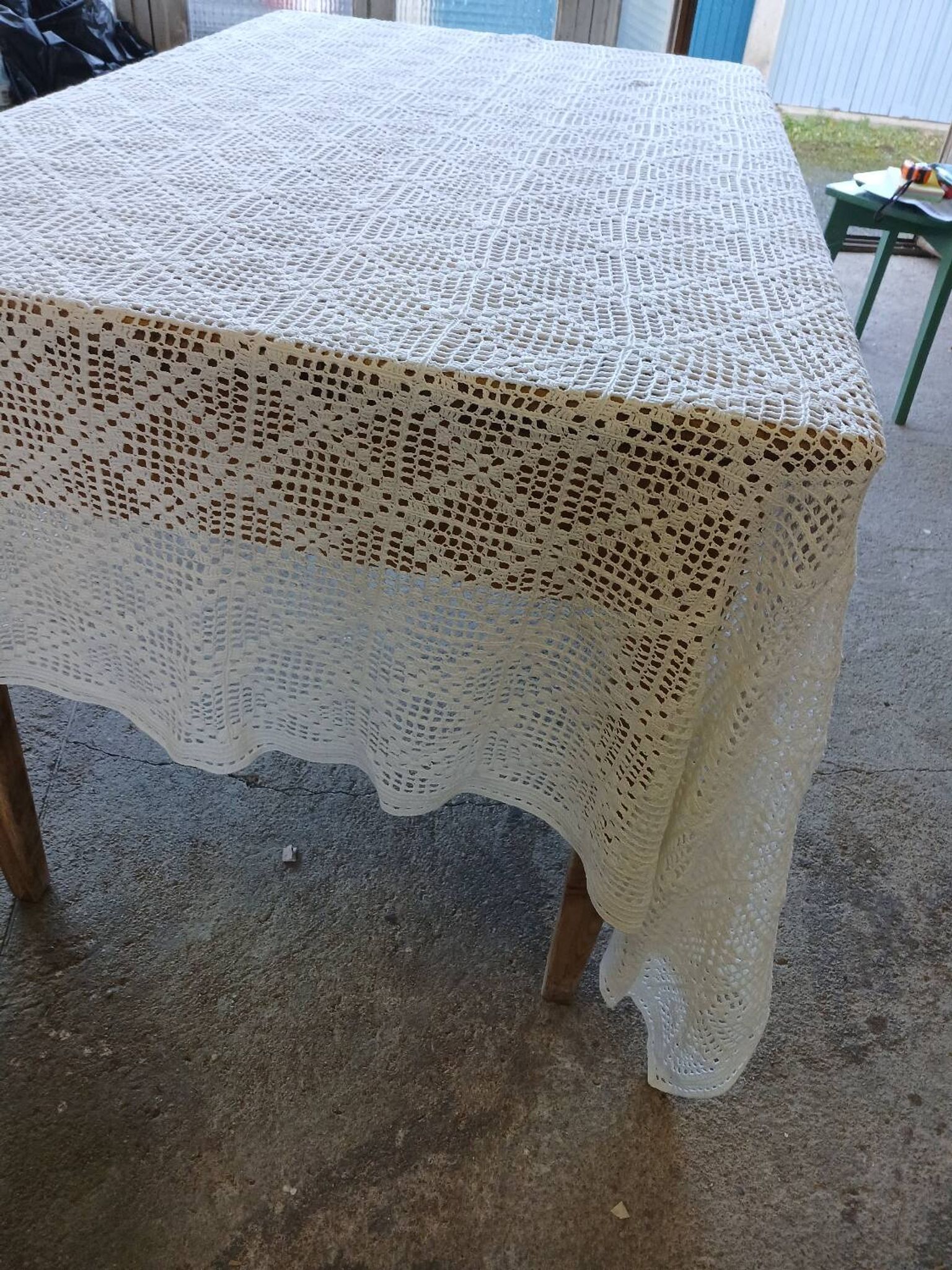 Dessus de lit ancien en crochet fait main