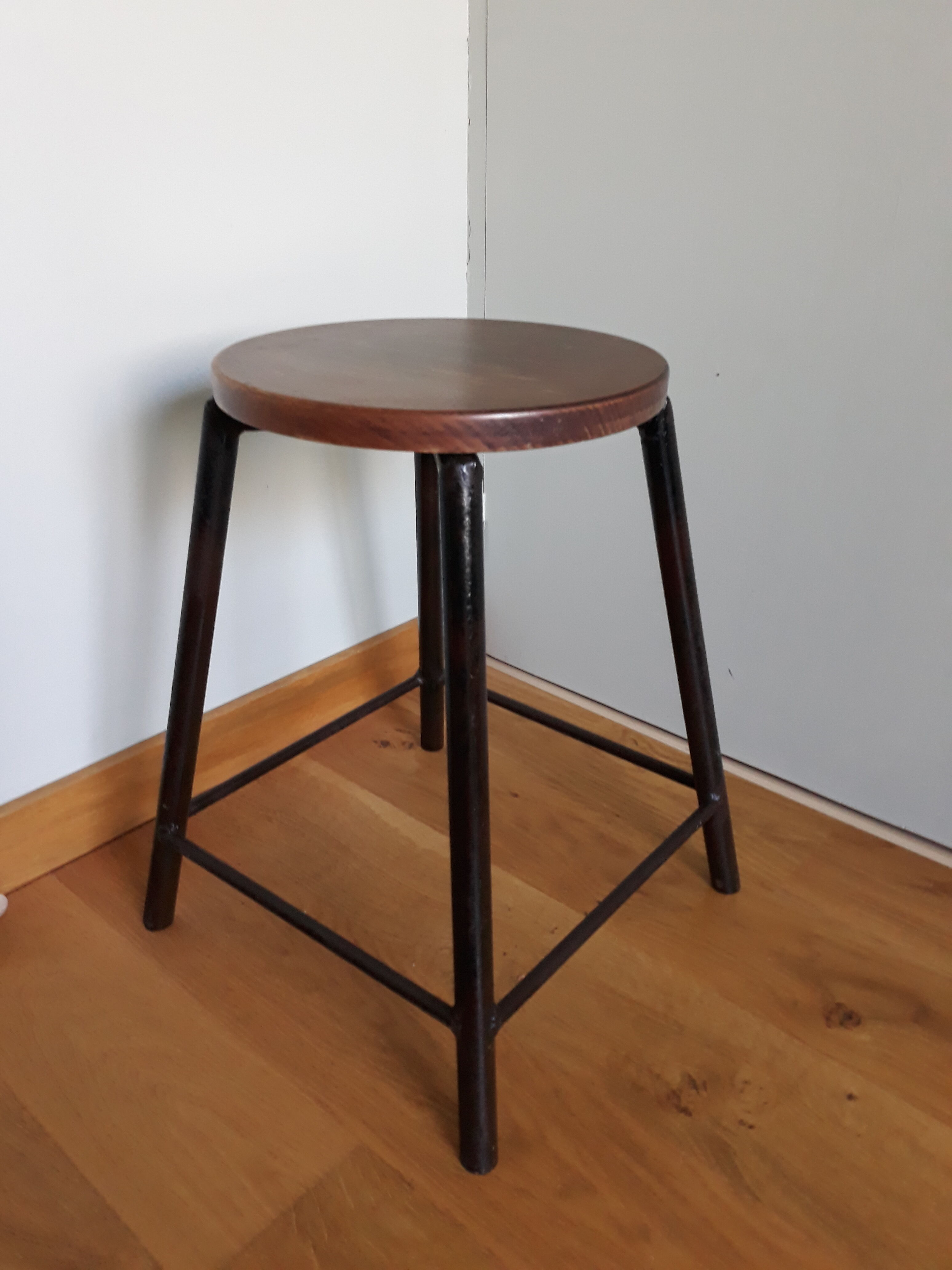 Metal and wood workshop stool industrial style