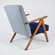 Vintage velvet armchair 1960s, fully restored, poule fabric, refubrished