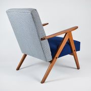 Vintage velvet armchair 1960s, fully restored, poule fabric, refubrished