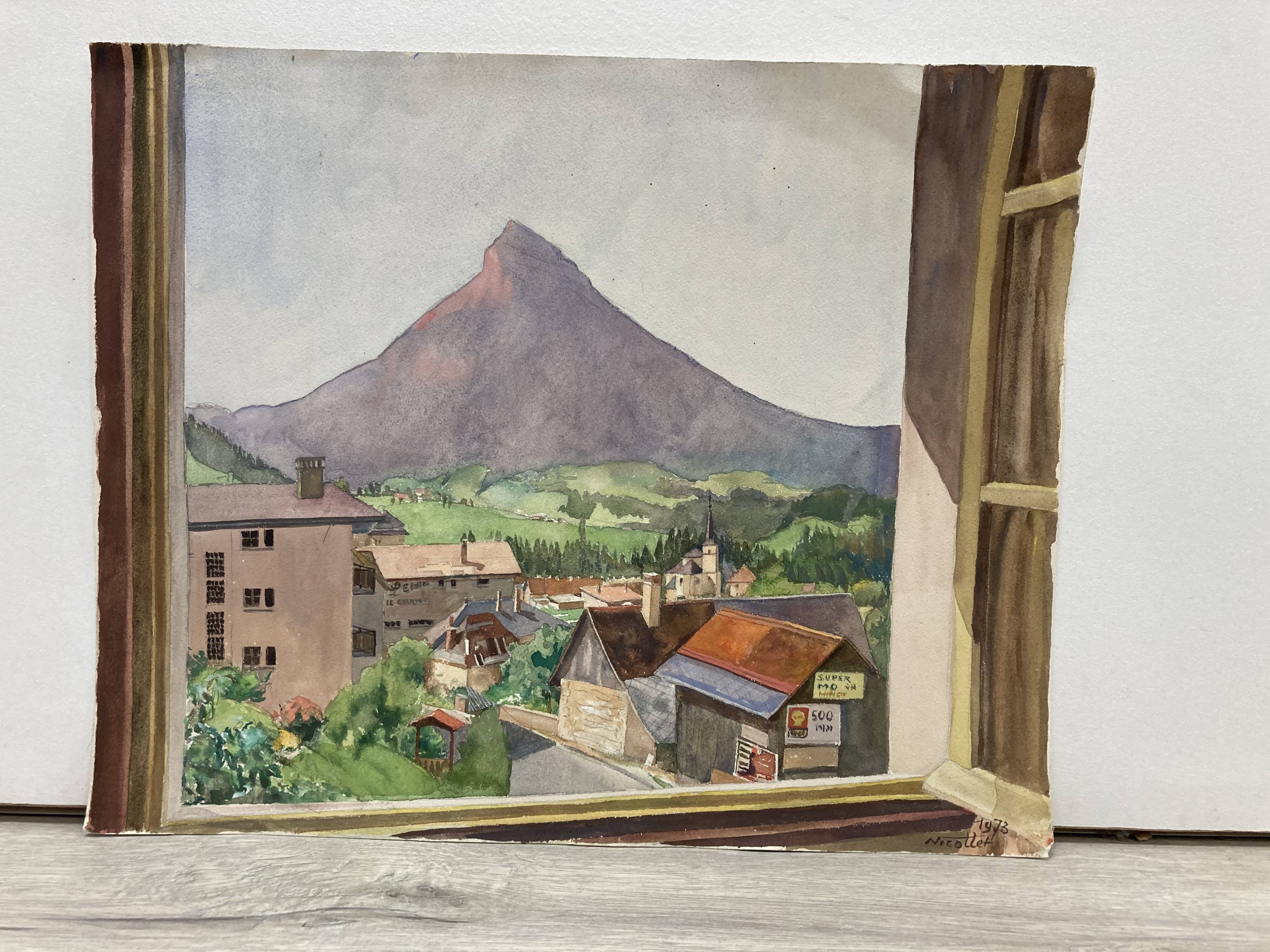 Watercolor mountain landscape