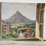 Watercolor mountain landscape