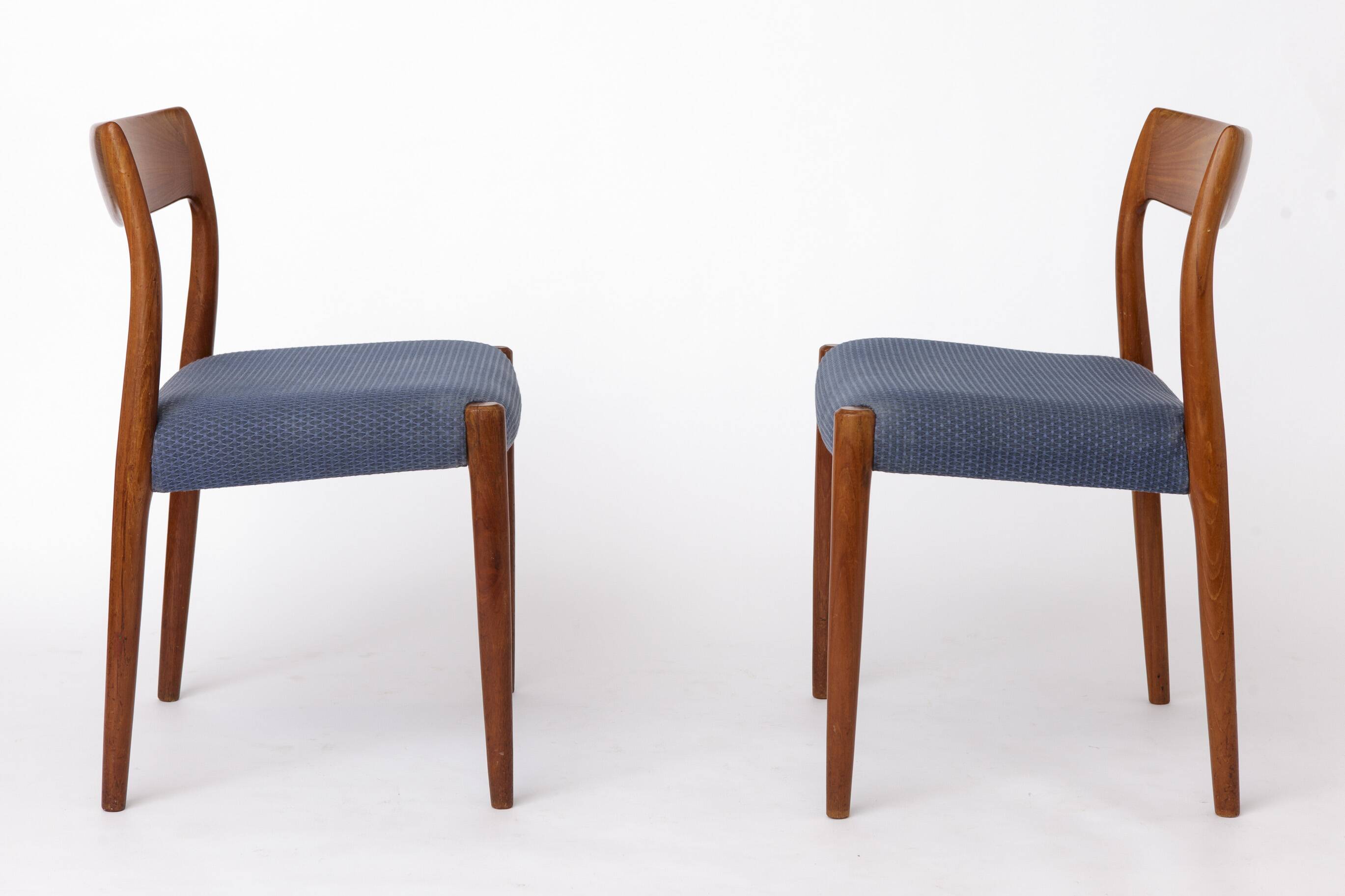 Pair Niels Møller Model 77 Teak Dining Chairs Danish Mid Century 1950s