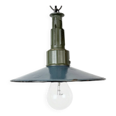 Suspension militaire en émail bleu industriel avec un dessus en aluminium coulé, années 1960.