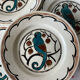 Dessert plates and serving dish, K&G Luneville, parakeet model.