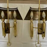 Pair of brass wall lights, 1950.