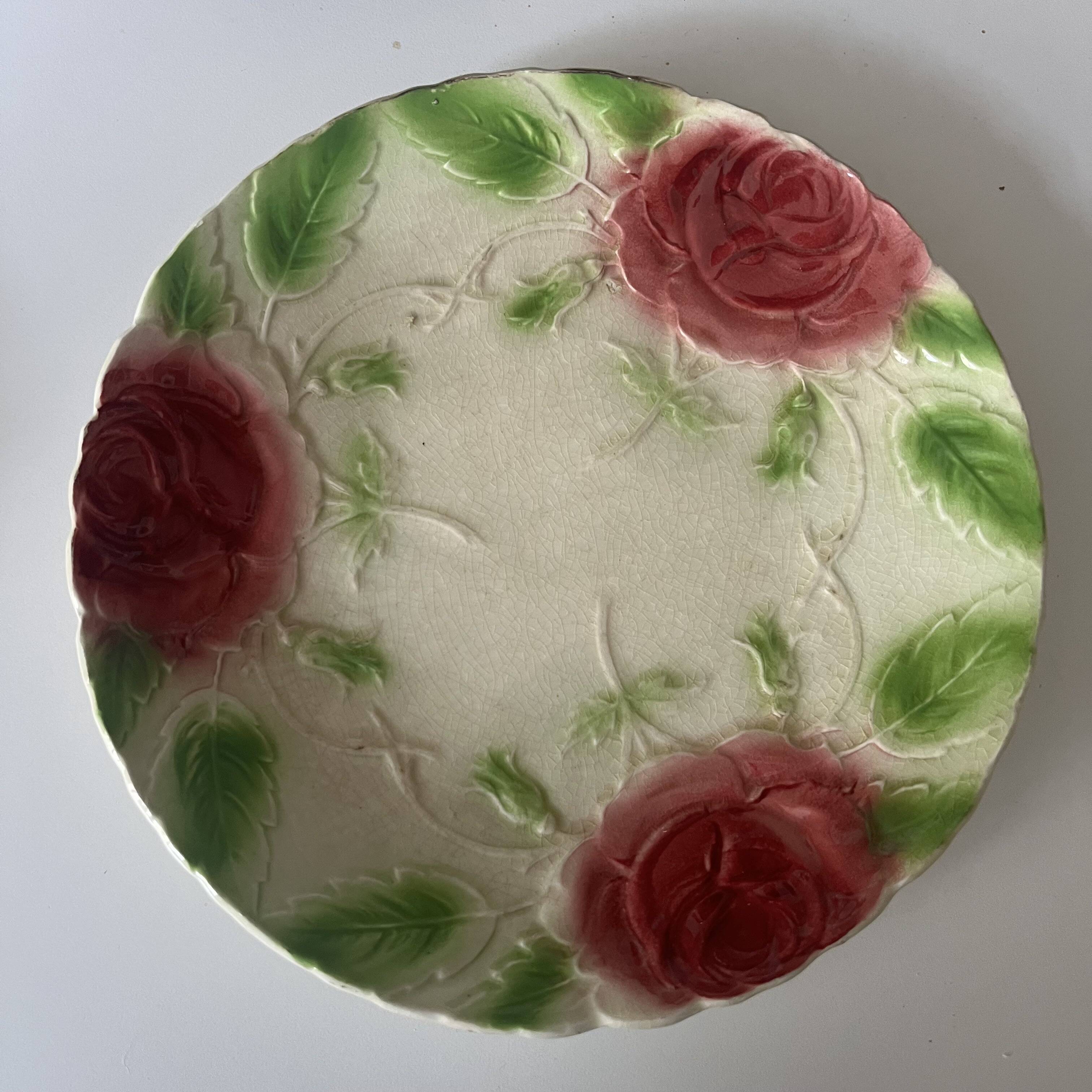 Assiette barbotine - Rose