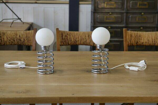 Pair of designer lamps, Spring model, by Ingo Maurer, 20th century