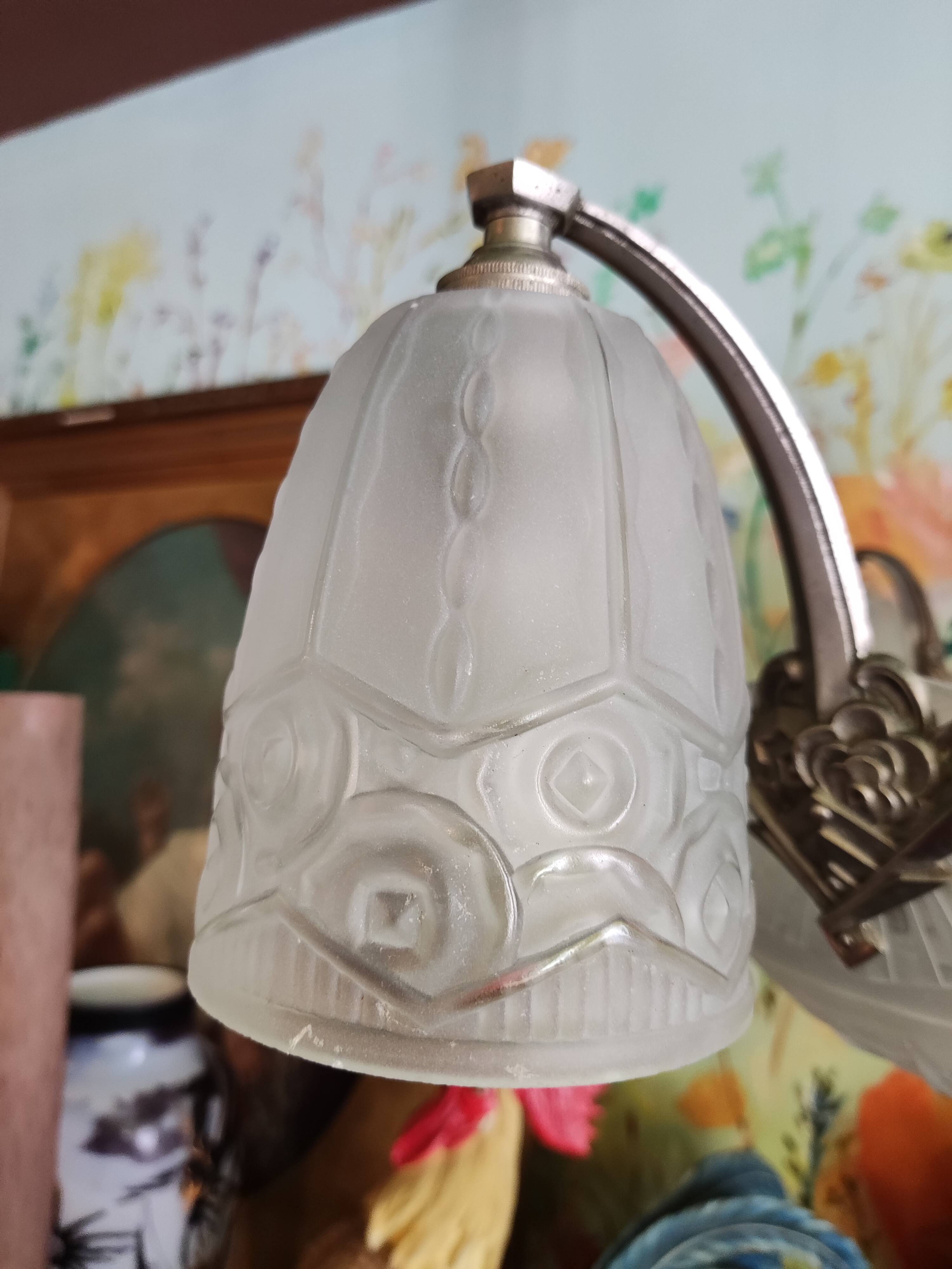 Art Deco frosted glass chandelier by the Muller brothers