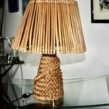 Lampe vintage en jonc tressé et bambou
