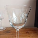 Set of 6 engraved glass stemware glasses