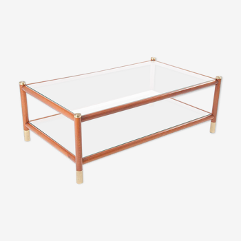 Table basse Maison Lancel en bois laiton et verre