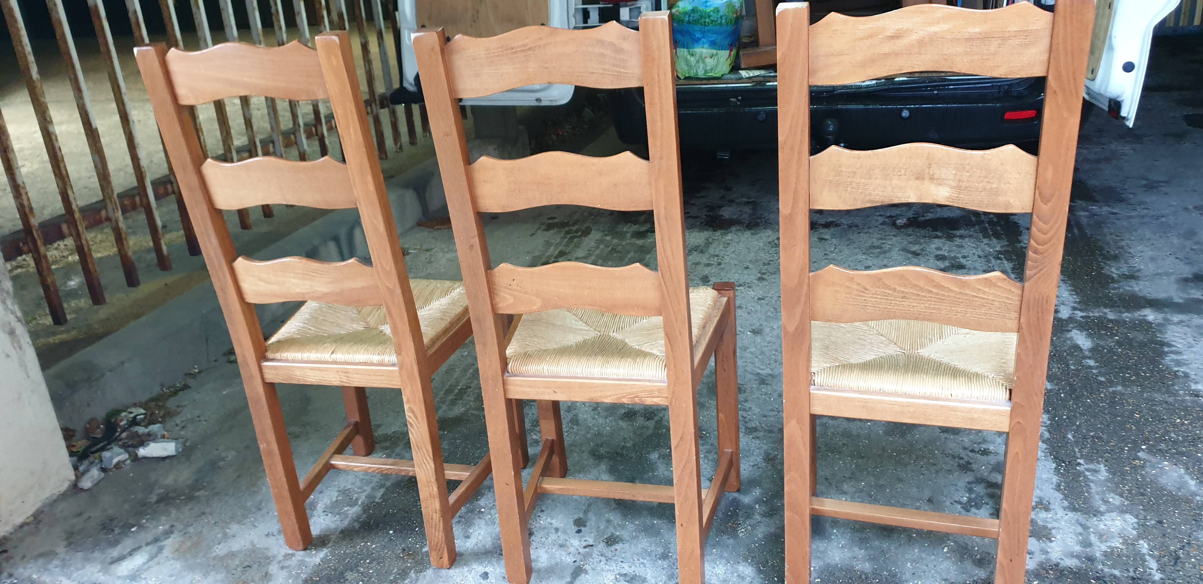 3 solid oak Paillé chairs