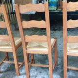 3 solid oak Paillé chairs