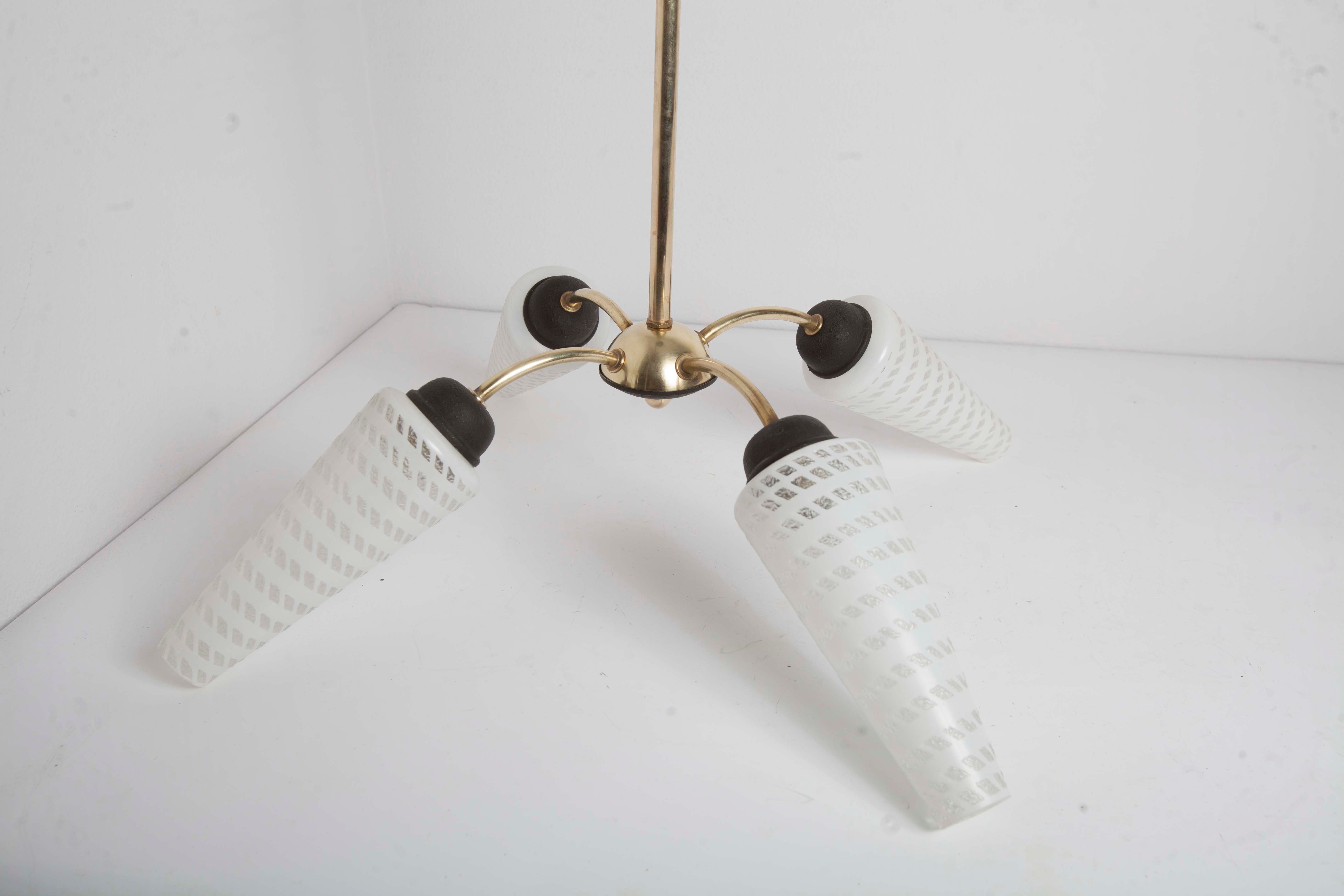 Luster 4 black branches, gold and glass