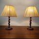Paire de lampes vintage en bois tourné