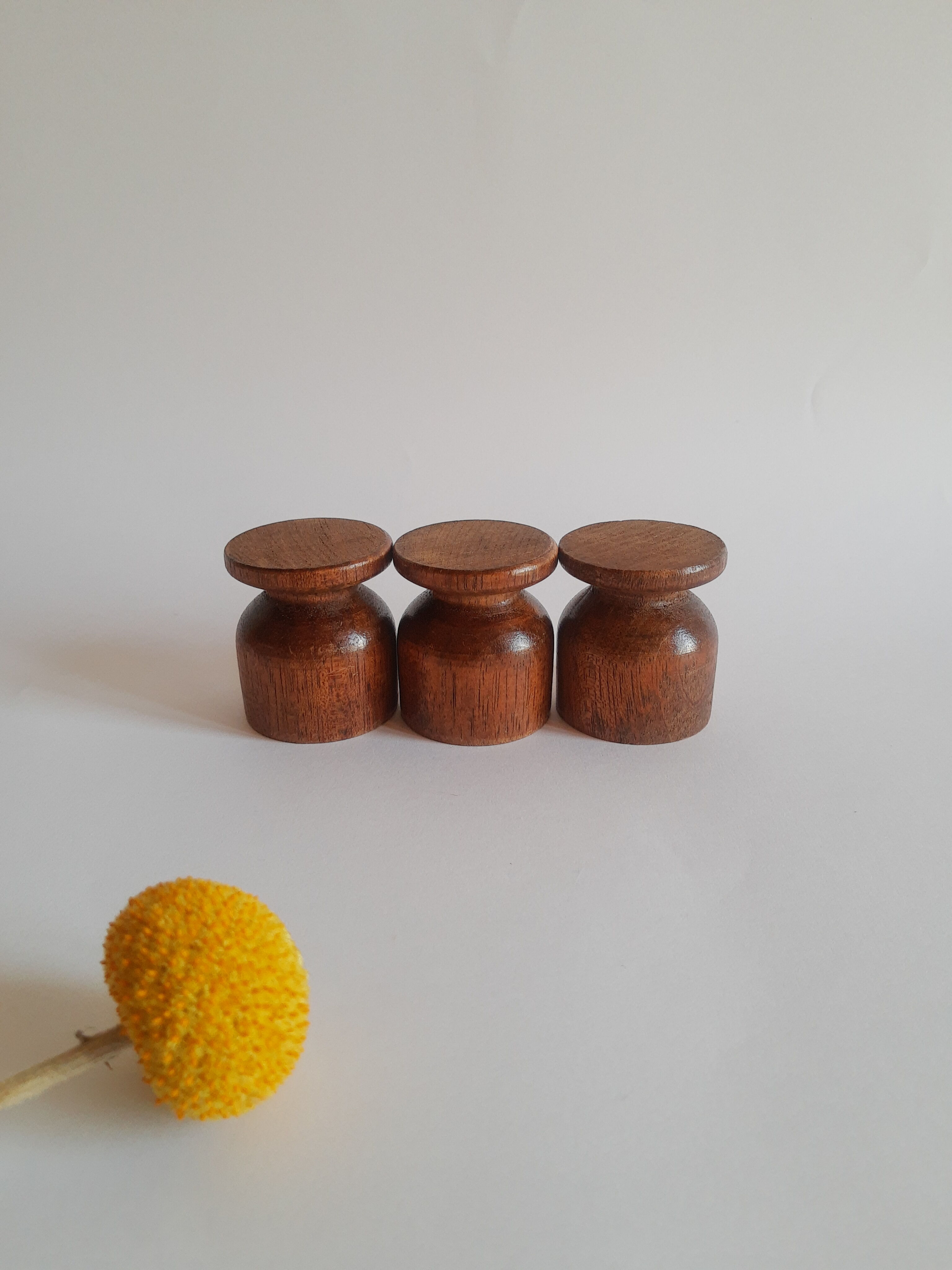 Set of 3 vintage wooden egg cups