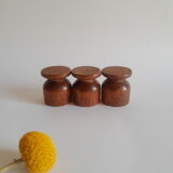 Set of 3 vintage wooden egg cups
