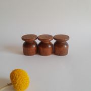 Set de 3 coquetiers en bois vintage