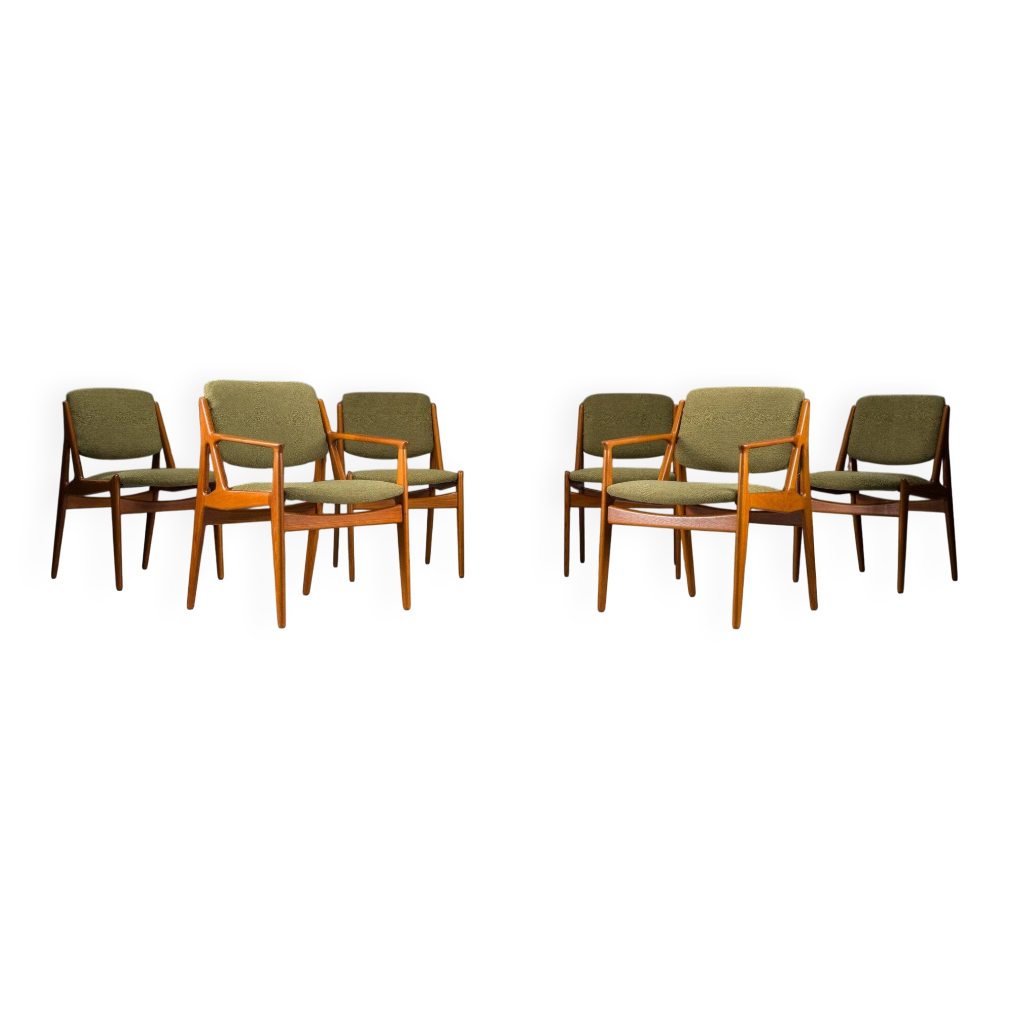 Danish Ella chairs in teak attributed to Arne Vodder for Vamo Sønderborg, 1960s, set of 6