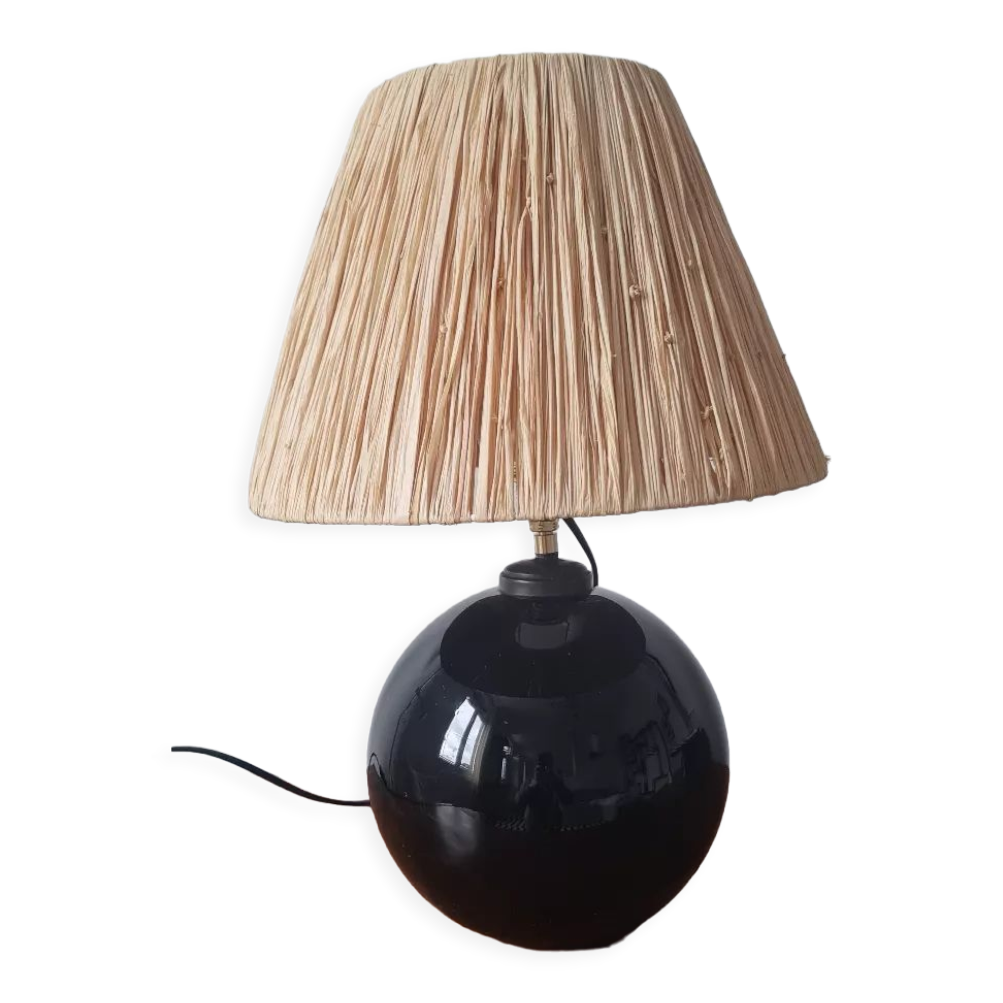 Black glass ball lamp art deco 1930