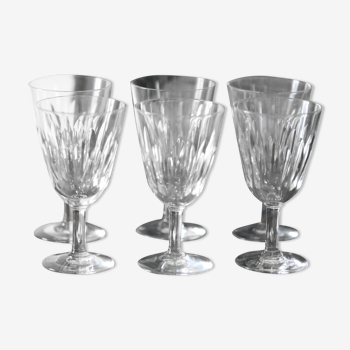 Suite of six crystal red wine glasses from Baccarat