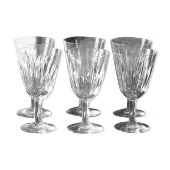 Suite of six crystal red wine glasses from Baccarat