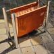 Vintage magazine holder from the 70s chrome metal and tan imitation leather