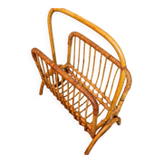 Vintage magazine rack. Rattan. 1960s.