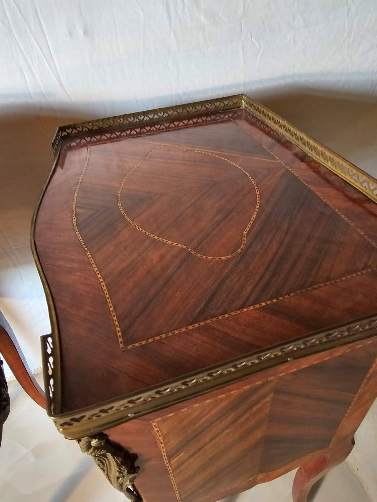Pair of Louis XV style bedside tables in marquetry