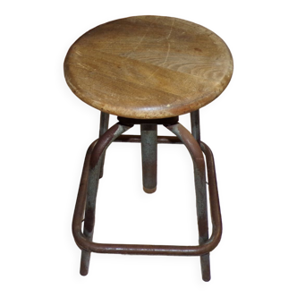 Tabouret vintage pivotant indus part Sautereau Paris