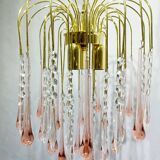 Murano chandelier pink crystal drops