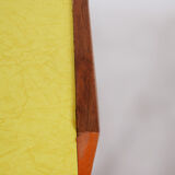 Midcentury small yellow table, beech, umakart, restored, Czechia, 1950s