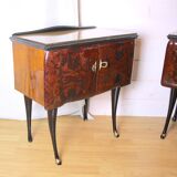 Pair of bedside tables, rosewood and burl walnut, Italy 1950